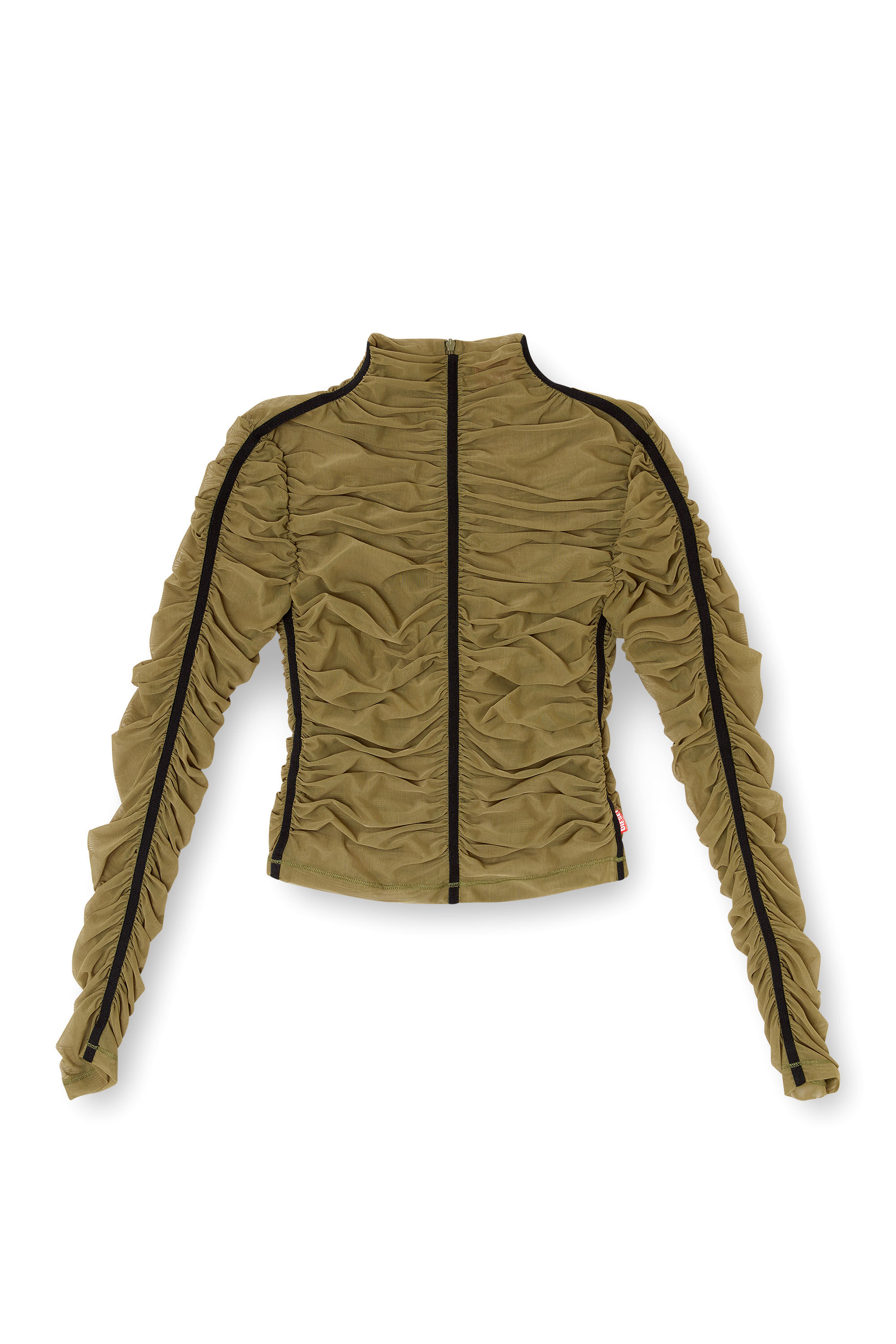 Diesel - T-AIKO, Damen Tüll-Jersey-Top in Olivgrün - 2
