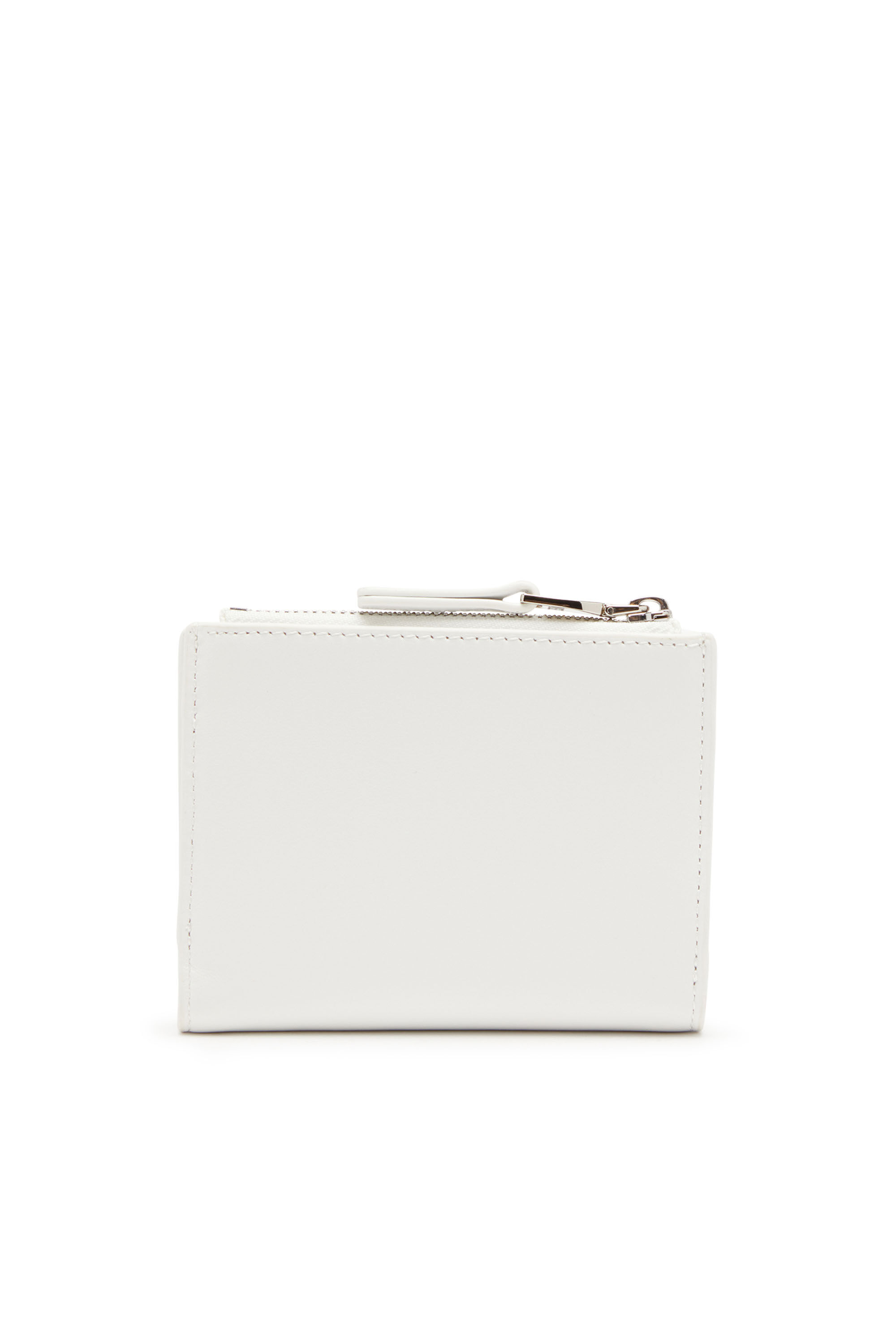 Diesel - 1DR BI-FOLD ZIP II, Damen Kleines Portemonnaie aus Leder mit Logo-Plakette in Weiß - 2