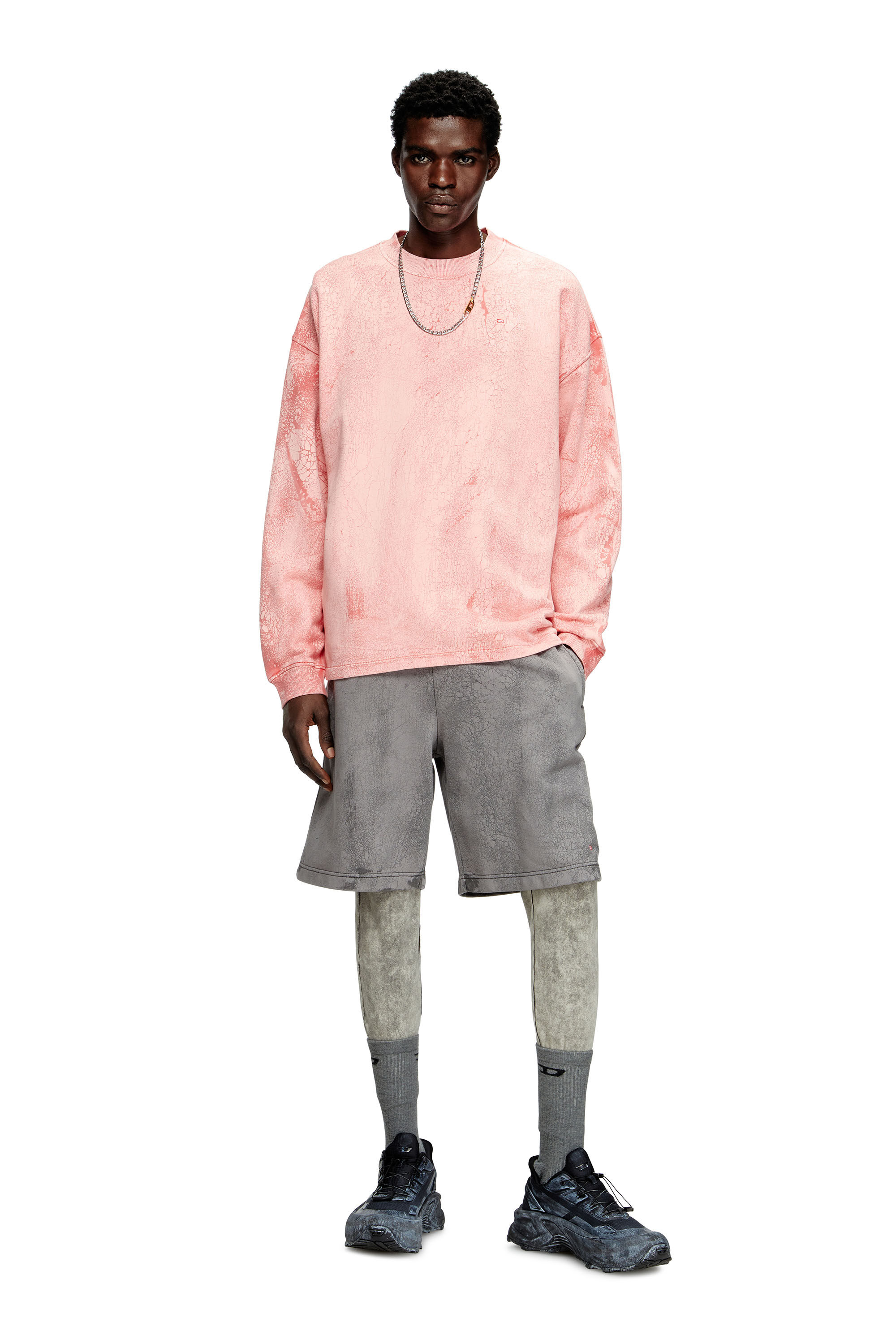 Diesel - S-BAXT-T1, Herren Gerissenes Sweatshirt mit Mikro-Logo in Rosa - 1