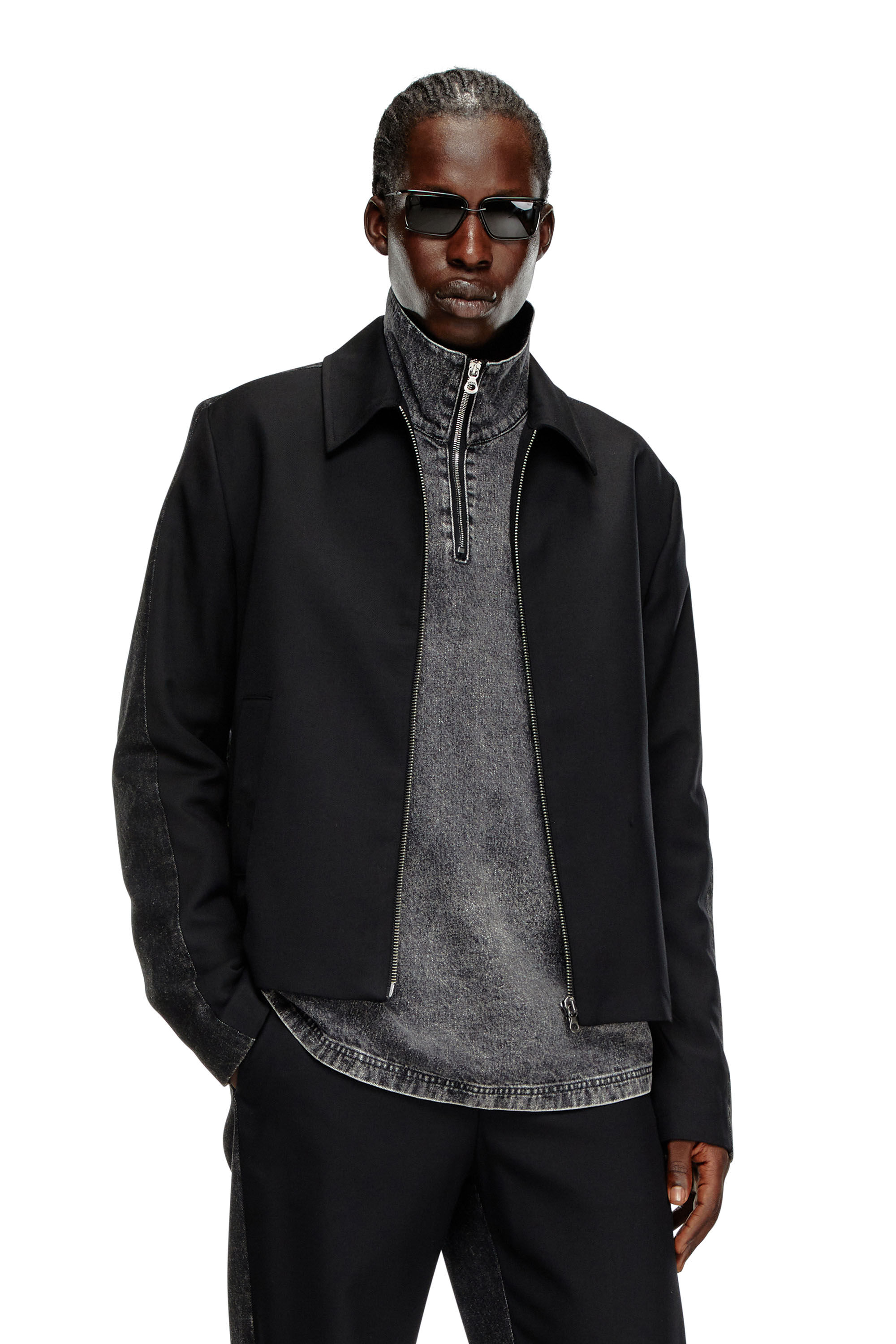 Diesel - J-RHEIN, Herren Blouson aus einer Wollmischung und Denim in Schwarz - 3