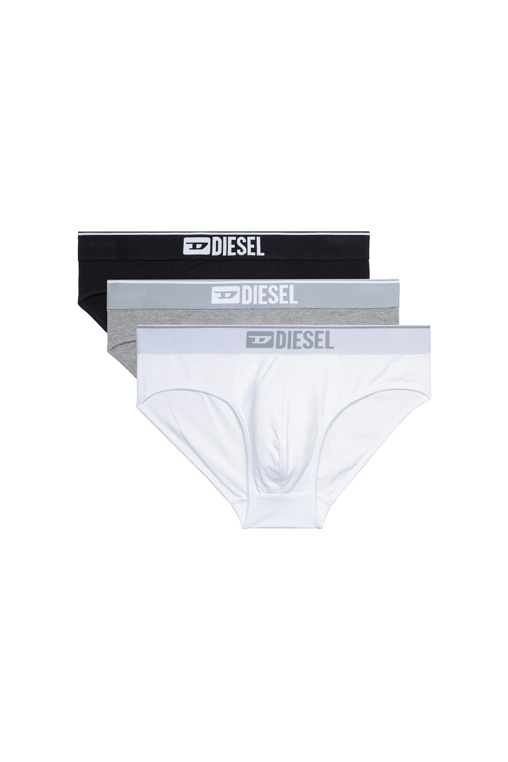 Diesel - UMBR-ANDRETHREEPACK, Herren Einfarbige Logo-Briefs im Dreierpack in Weiss/Schwarz - 2