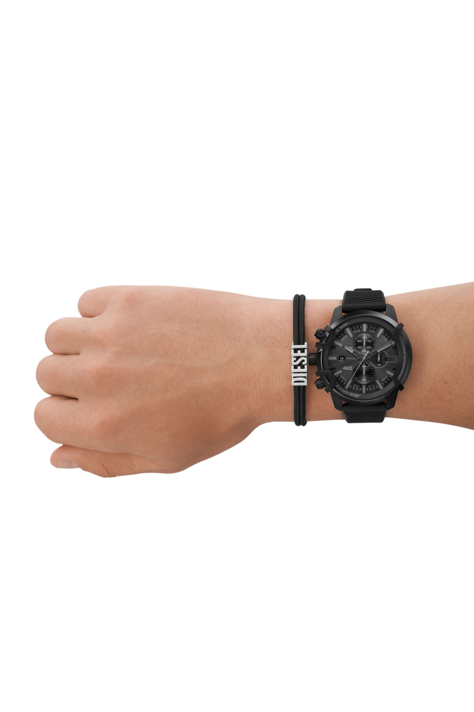 Diesel - DZ4650, Herren Griffed Silikonarmband und armband in Schwarz - 4