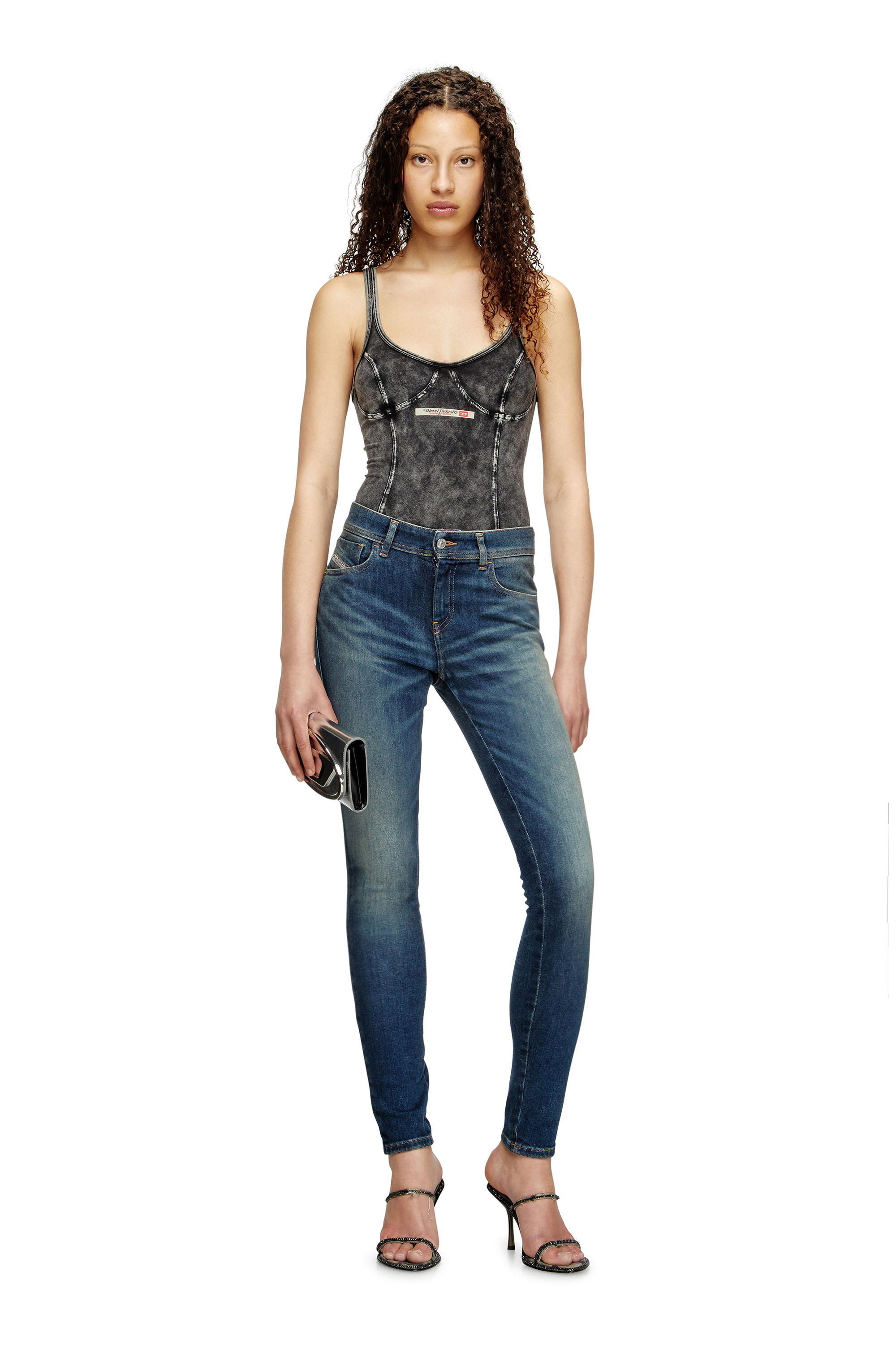 Diesel - Damen Skinny Jeans 2017 Slandy 09L95, Mittelblau - 2