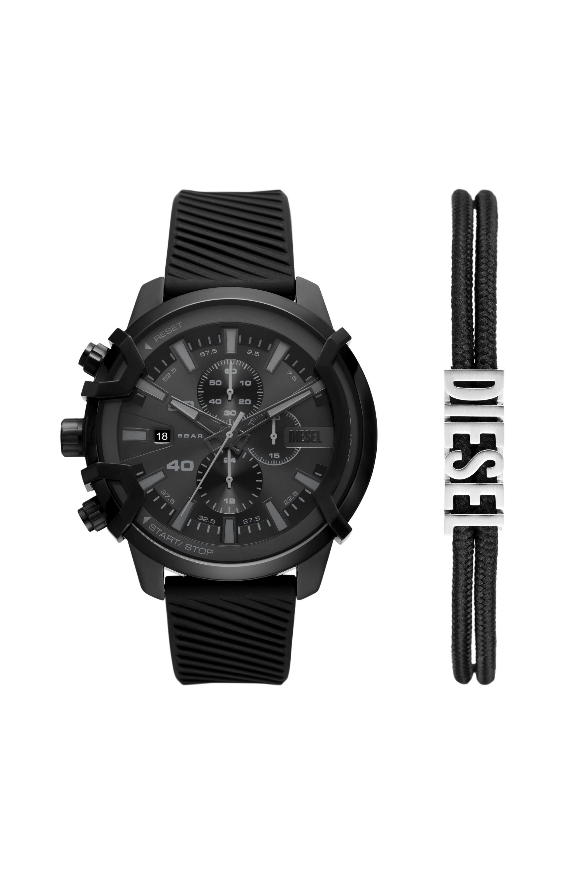 Diesel - DZ4650, Herren Griffed Silikonarmband und armband in Schwarz - 1