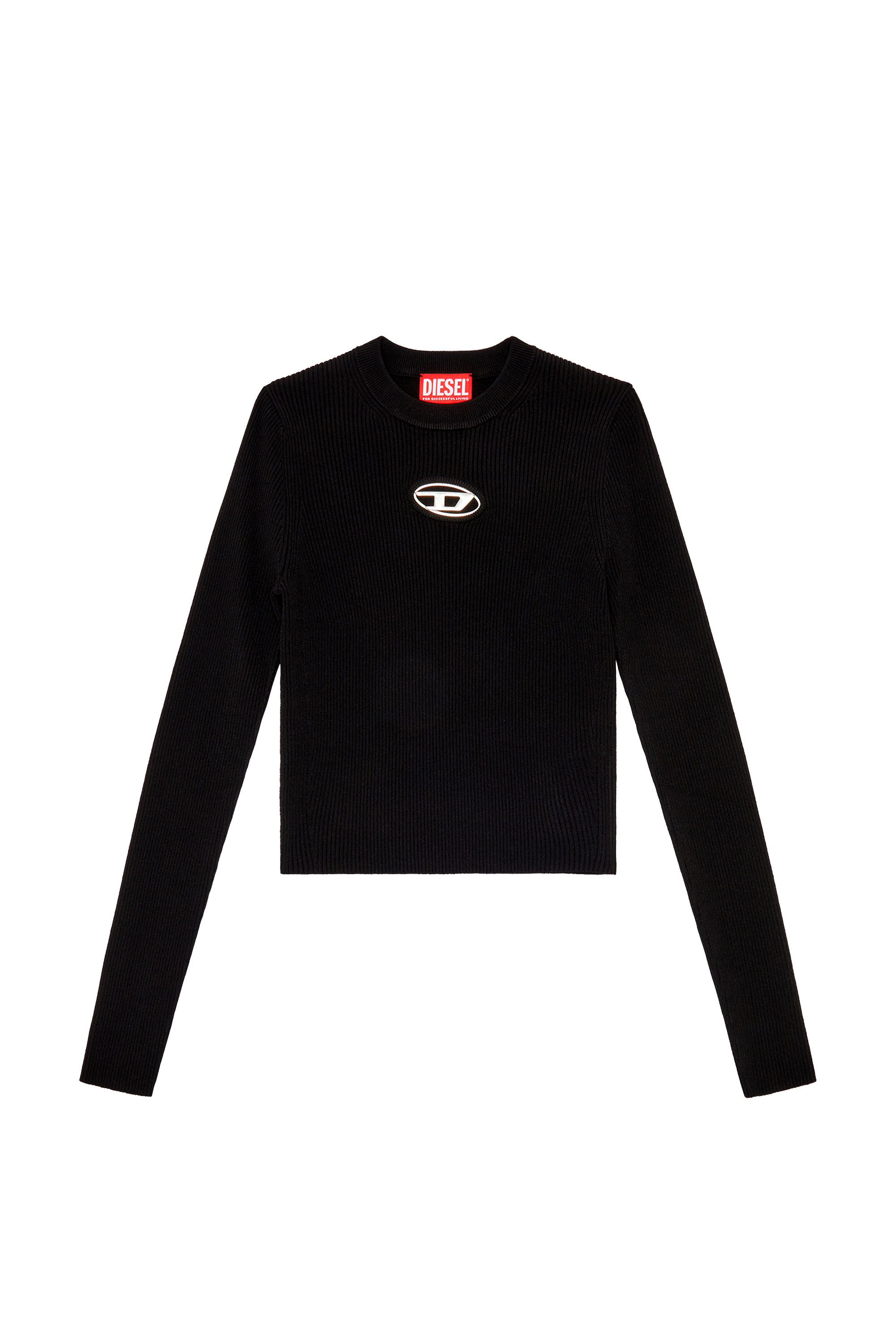 Diesel - M-VALARY, Damen Langarm-Top aus Rippstrick in Schwarz - 3