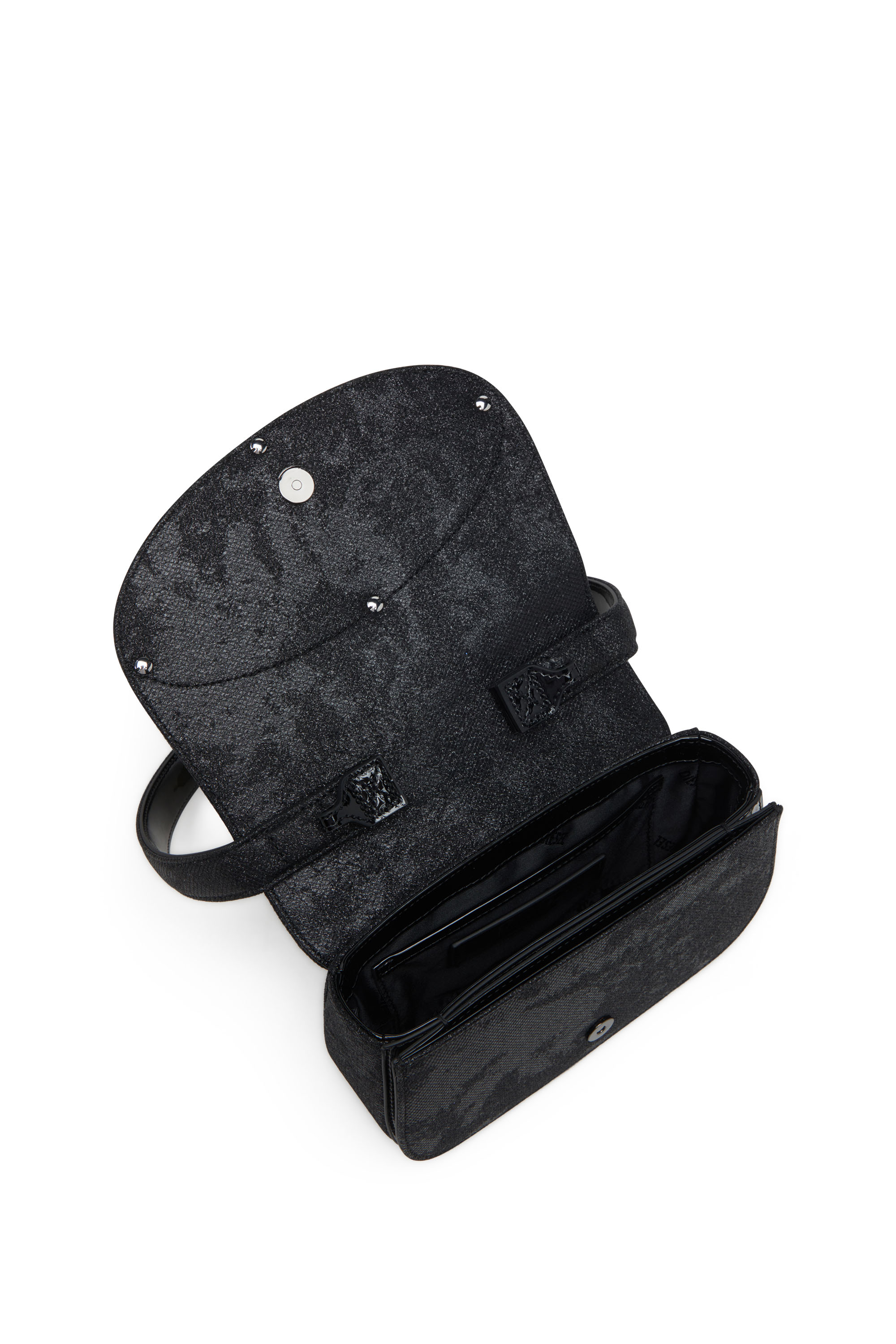 Diesel - 1DR, Damen 1DR-Ikonische 1DR-Tasche aus Glitter-Camo-Lurex in Schwarz - 4