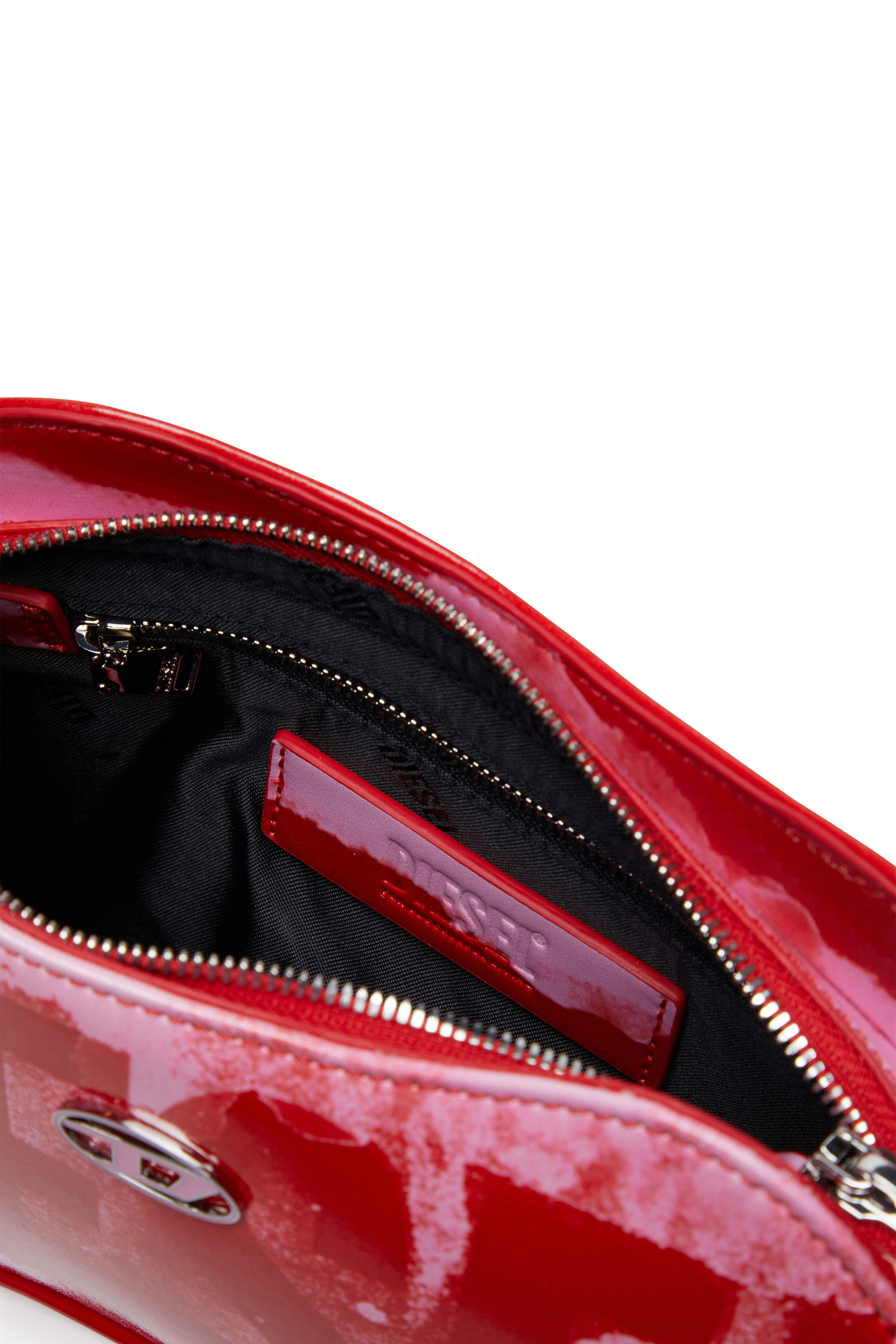 Diesel - PLAY SHOULDER, Damen Play-Schultertasche mit glänzendem PU-Print in Rosa/Rot - 3