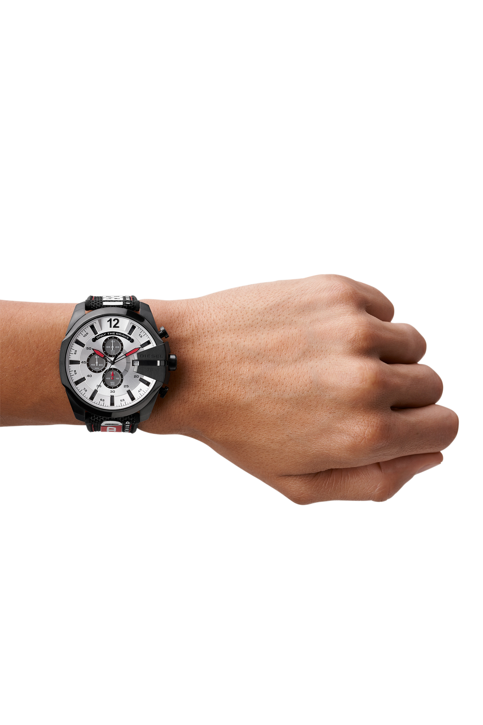 Diesel - DZ4512, Herren Mega Chief Armbanduhr mit Chronograph-Anzeige und schwarzem Nylonarmband in Schwarz - 3
