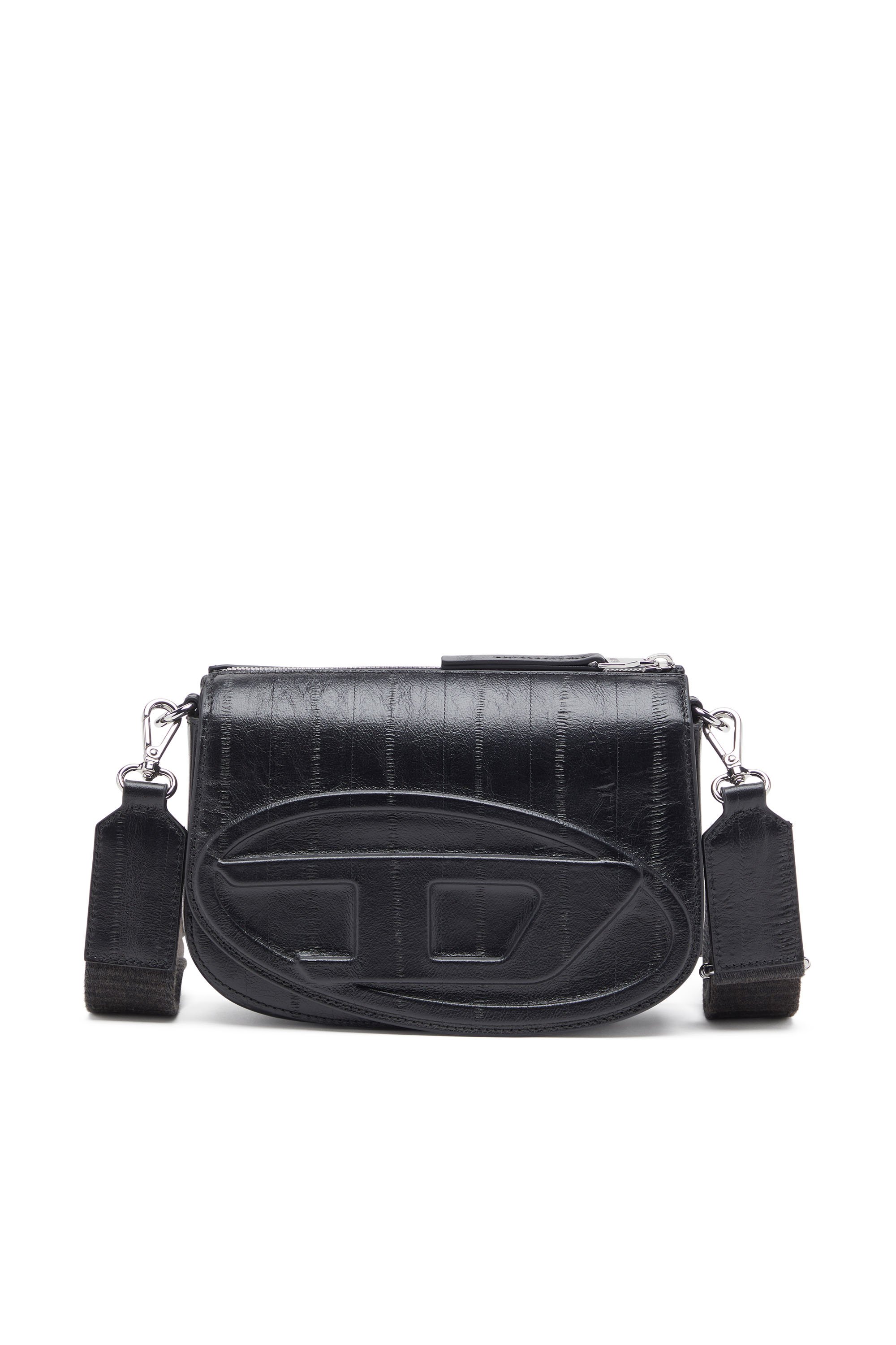 Diesel - 1DR CAMERA BAG, Unisex 1DR-Kameratasche aus Leder mit Aal-Effekt in Schwarz - 1
