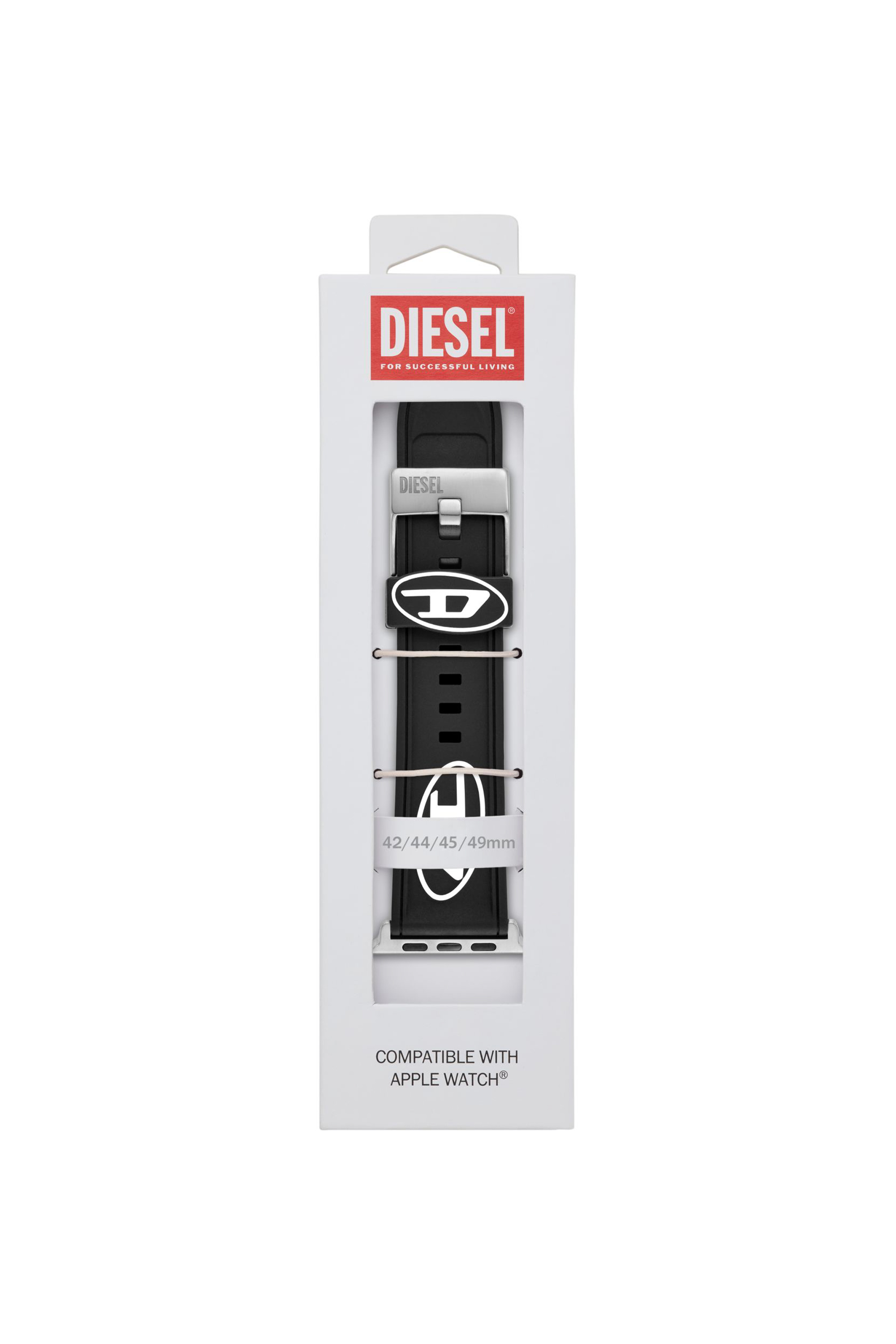 Diesel - DSS0018, Unisex Silikonarmband mit Apple Watch®, 42-mm, 44-mm, 45-mm, 49-mm in Schwarz - 3