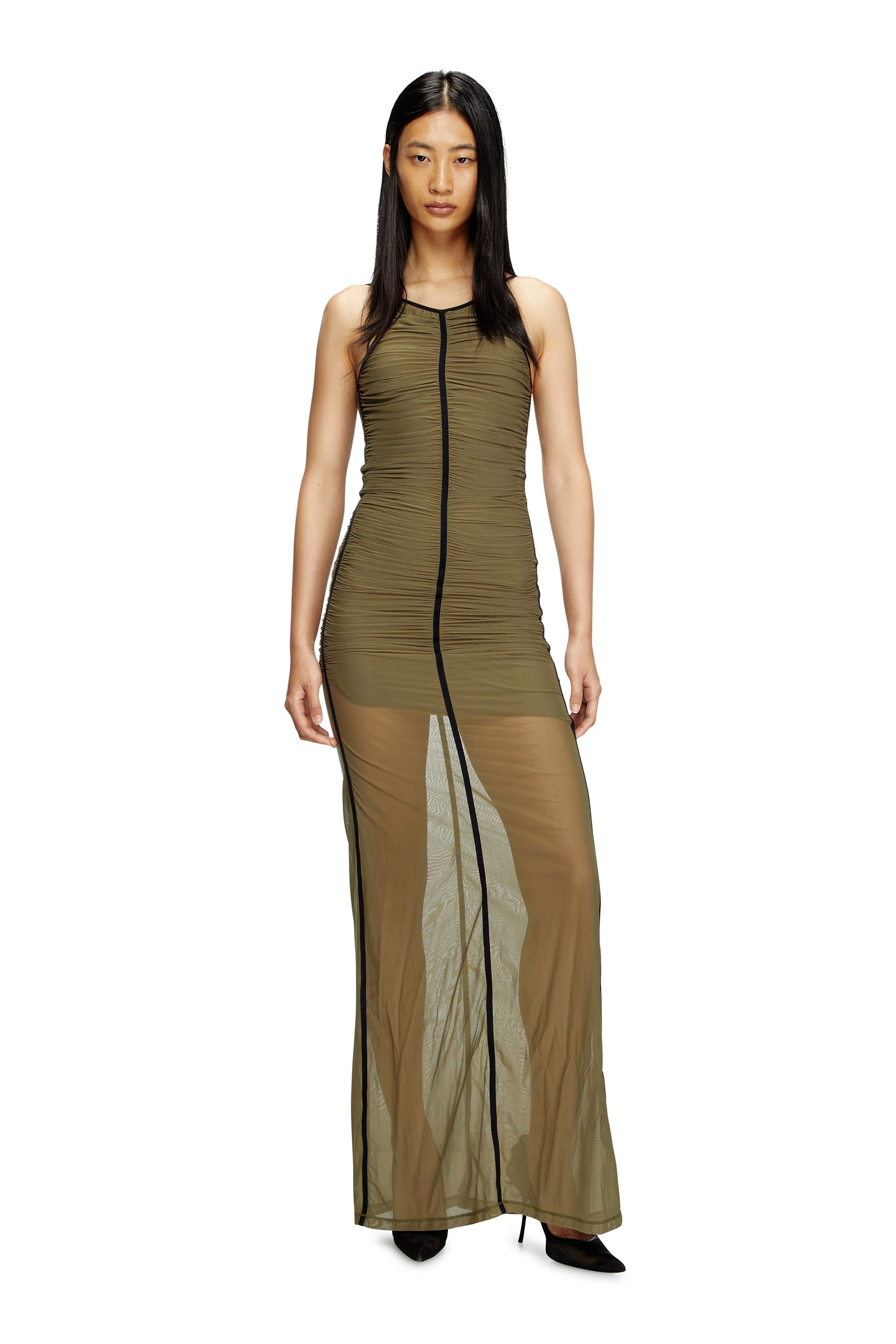 Diesel - D-AMAMI, Damen Maxi-Kleid mit Spaghettiträgern in Grün - 1