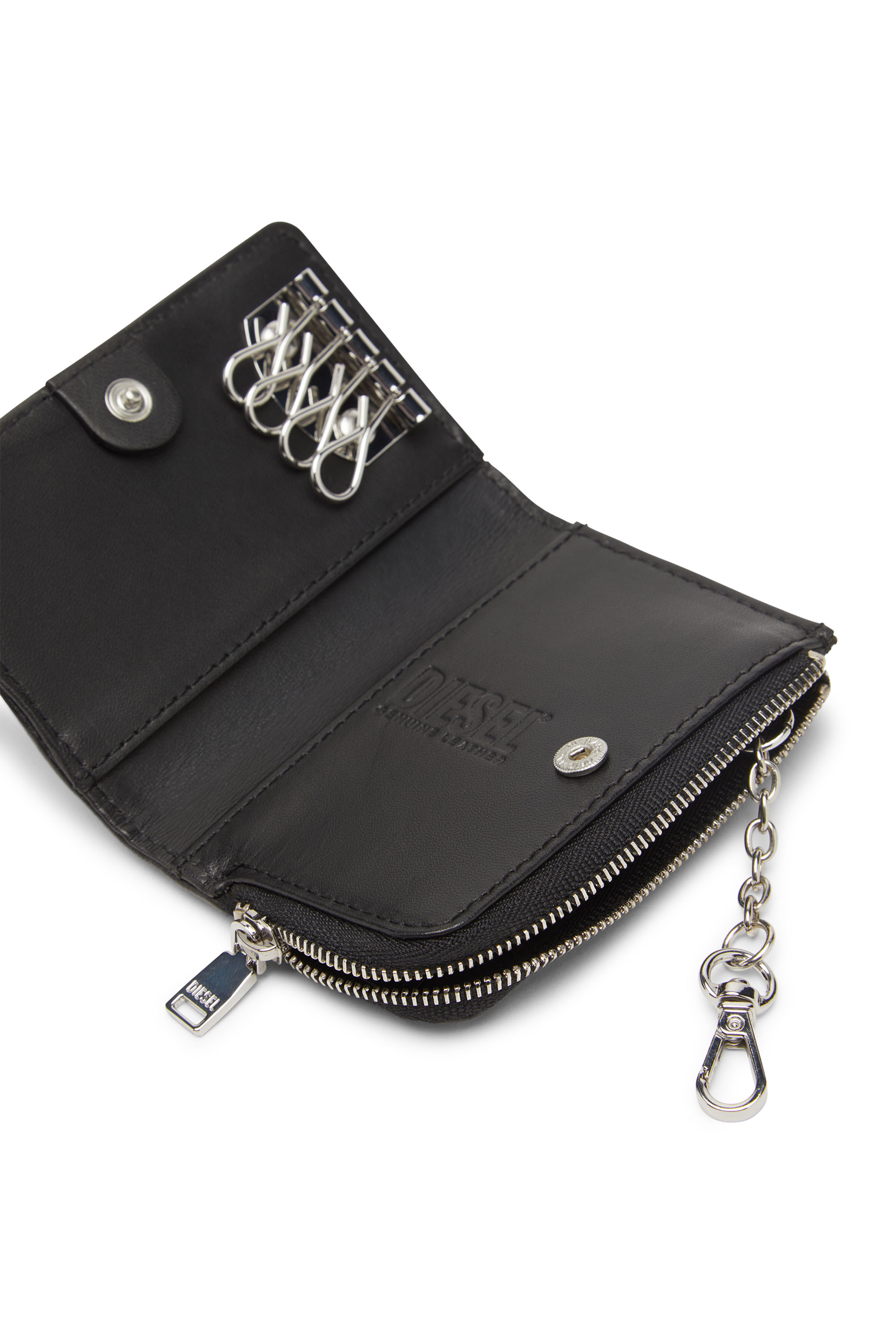 Diesel - L-ZIP KEY, Herren Schlüsseletui aus genarbtem Leder in Schwarz - 4