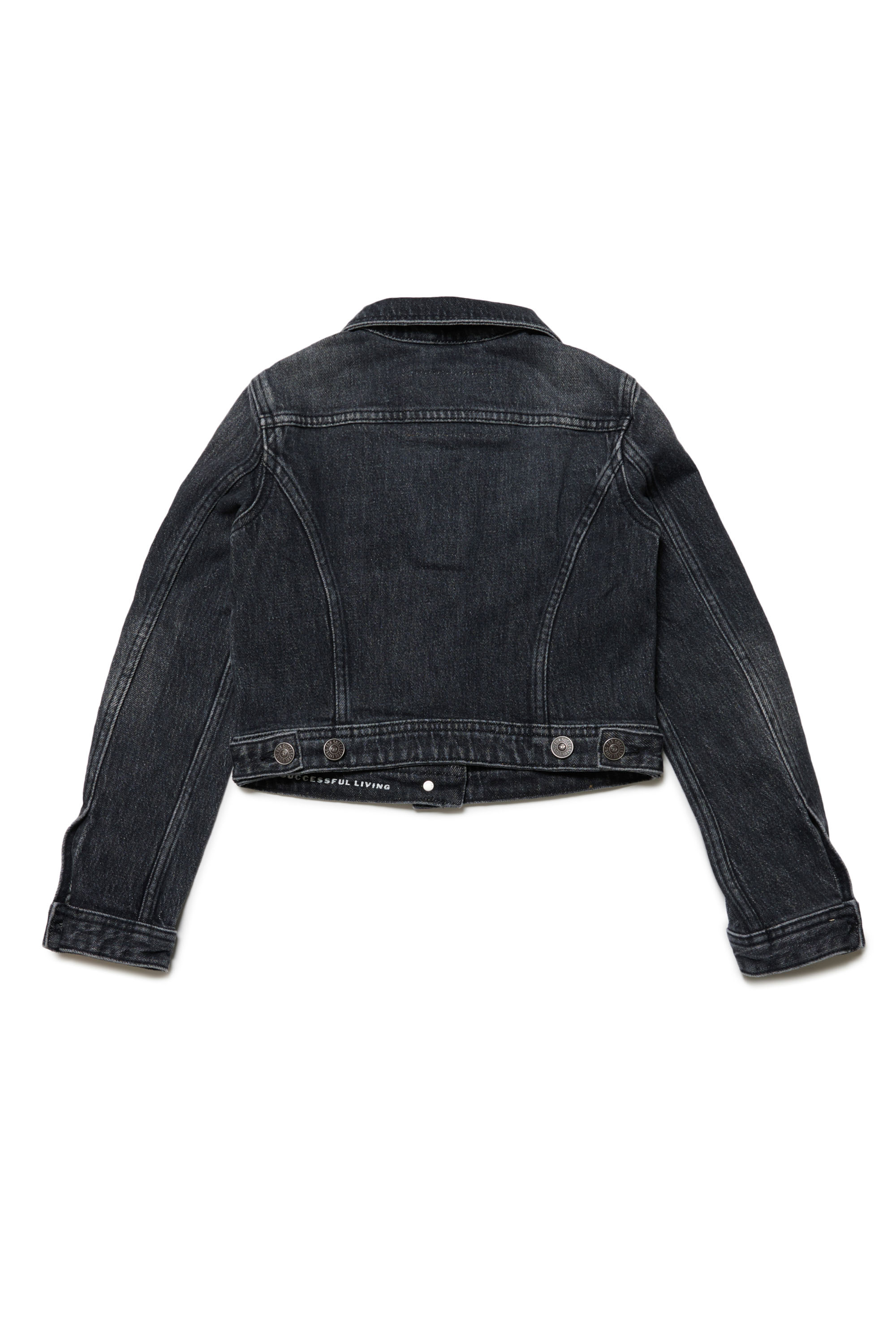 Diesel - JSLIMMY-S2-J, Damen Trucker-Jacke mit Oval D-Plakette in Schwarz/Dunkelgrau - 2