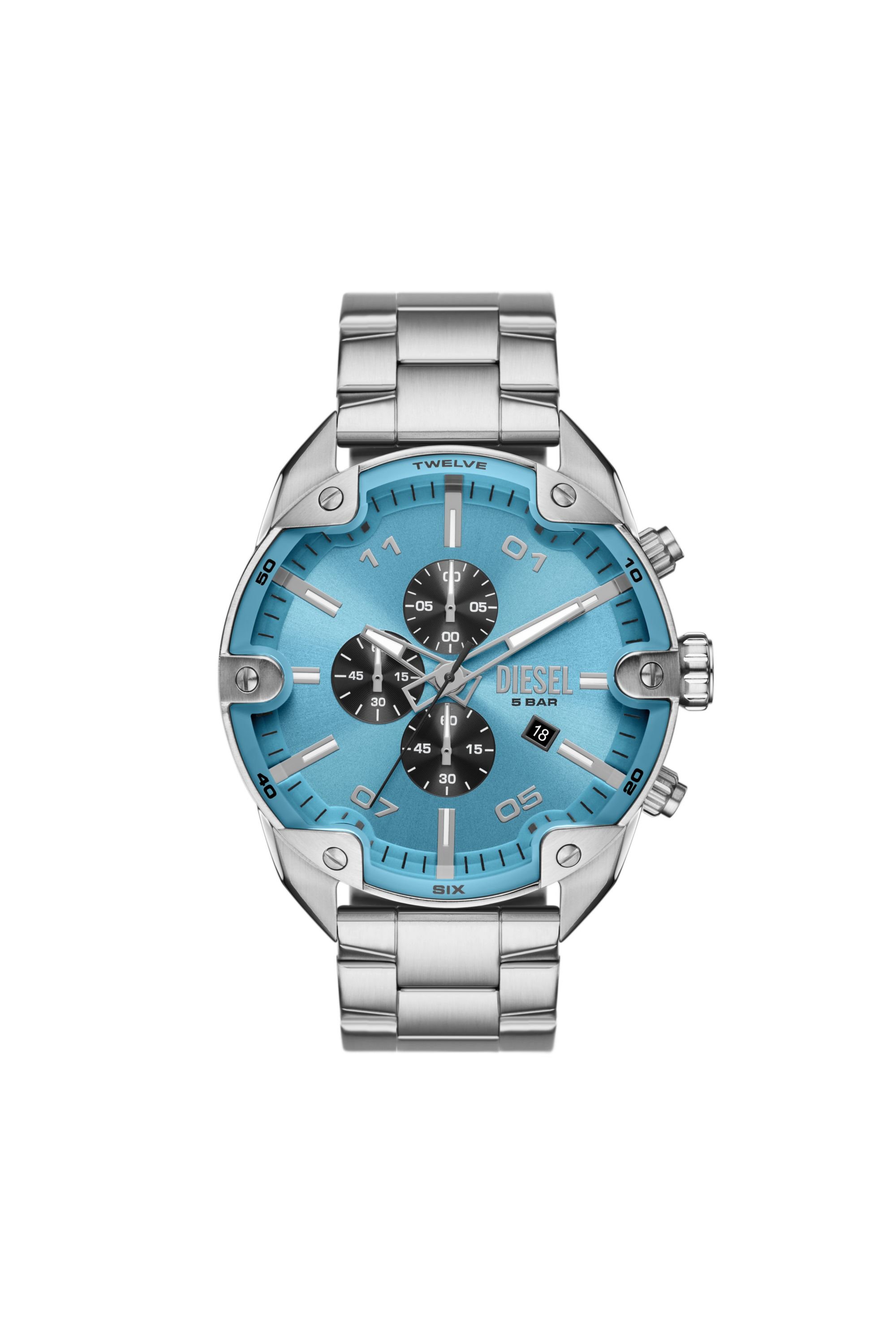 Diesel - DZ4655, Herren Spiked Chronograph Edelstahl in Silber - 1