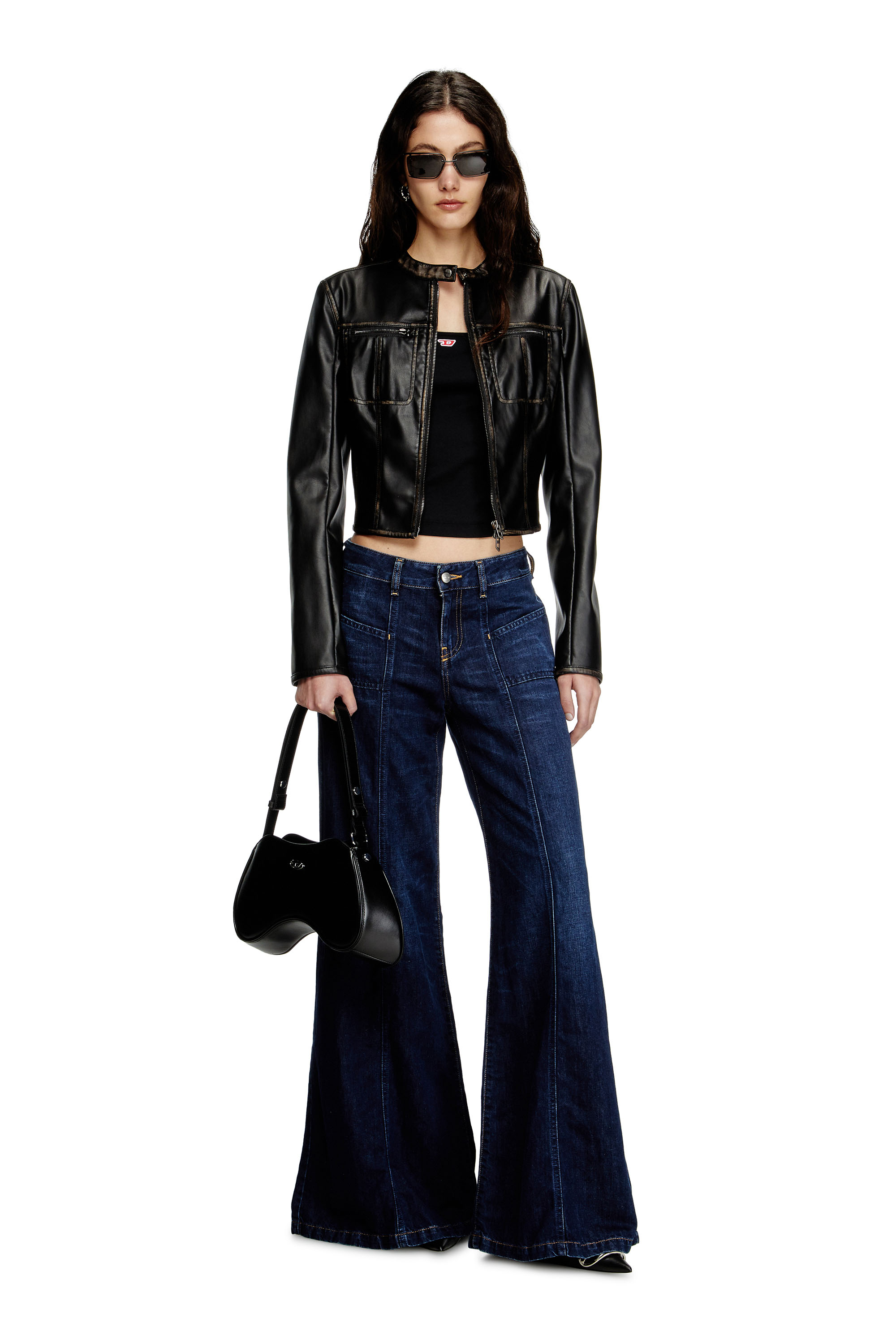 Diesel - PLAY SHOULDER, Damen Play-Schultertasche aus semiglänzendem Leder in Schwarz - 2